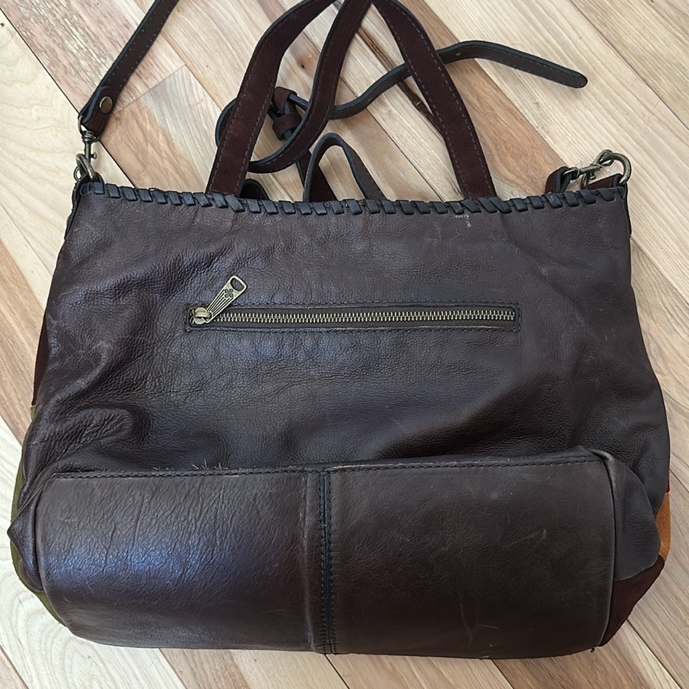 Patricia Nash Red, Orange, Green, and Brown Suede Shoulder Bag - Picture 2 of 7